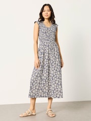 FatFace Demi Blue Shells Jersey Midi Dress - Image 3 of 7