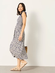 FatFace Demi Blue Shells Jersey Midi Dress - Image 6 of 7