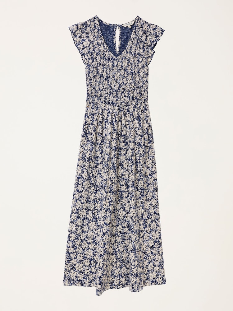FatFace Demi Blue Shells Jersey Midi Dress - Image 7 of 7