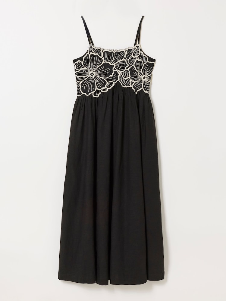 FatFace Hazel Black Embroidered Midi Dress - Image 5 of 5 FatFace Hazel Black Embroidered Midi Dress - Image 5 of 5