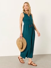 FatFace Elsa Teal Blue Jersey Maxi Dress - Image 1 of 7