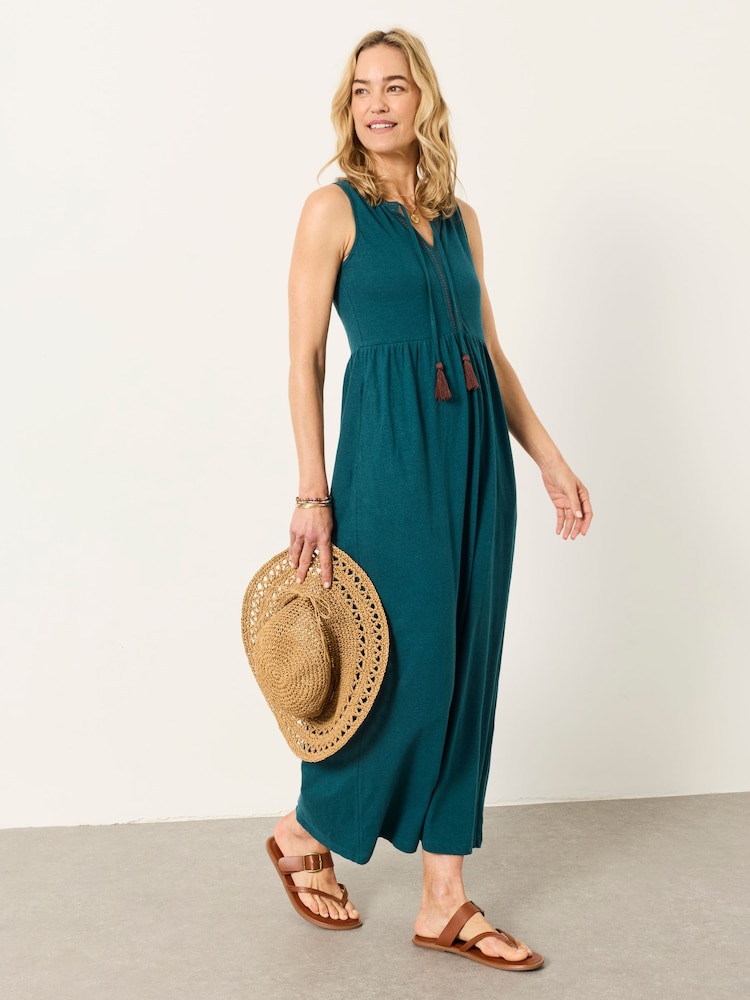 FatFace Elsa Teal Blue Jersey Maxi Dress - Image 1 of 7