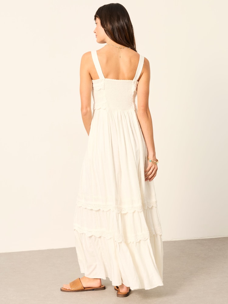 FatFace Clara Ivory Dobby Midi Dress - Image 2 of 6
