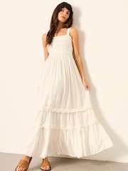 FatFace Clara Ivory Dobby Midi Dress - Image 3 of 6