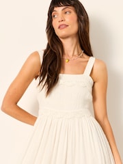 FatFace Clara Ivory Dobby Midi Dress - Image 4 of 6