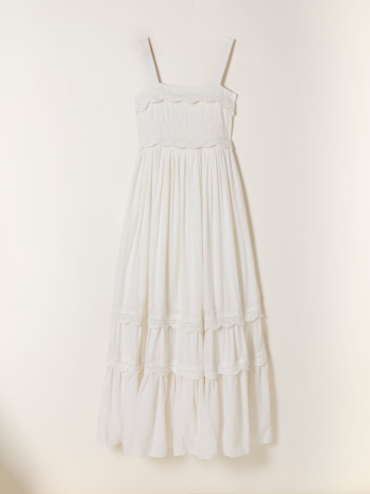 FatFace Clara Ivory Dobby Midi Dress - Image 6 of 6