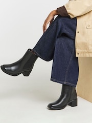 Simply Be Black Extra Wide Fit Block Heel Chelsea Boots - Image 1 of 3