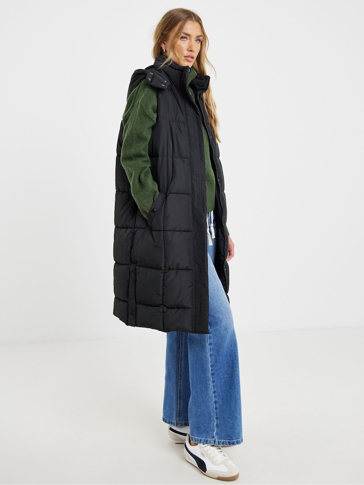 Simply Be Black Square Quilt Padded Gilet - Image 1 of 4