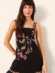 FatFace Gia Black Embroidered Maxi Dress - Image 4 of 7