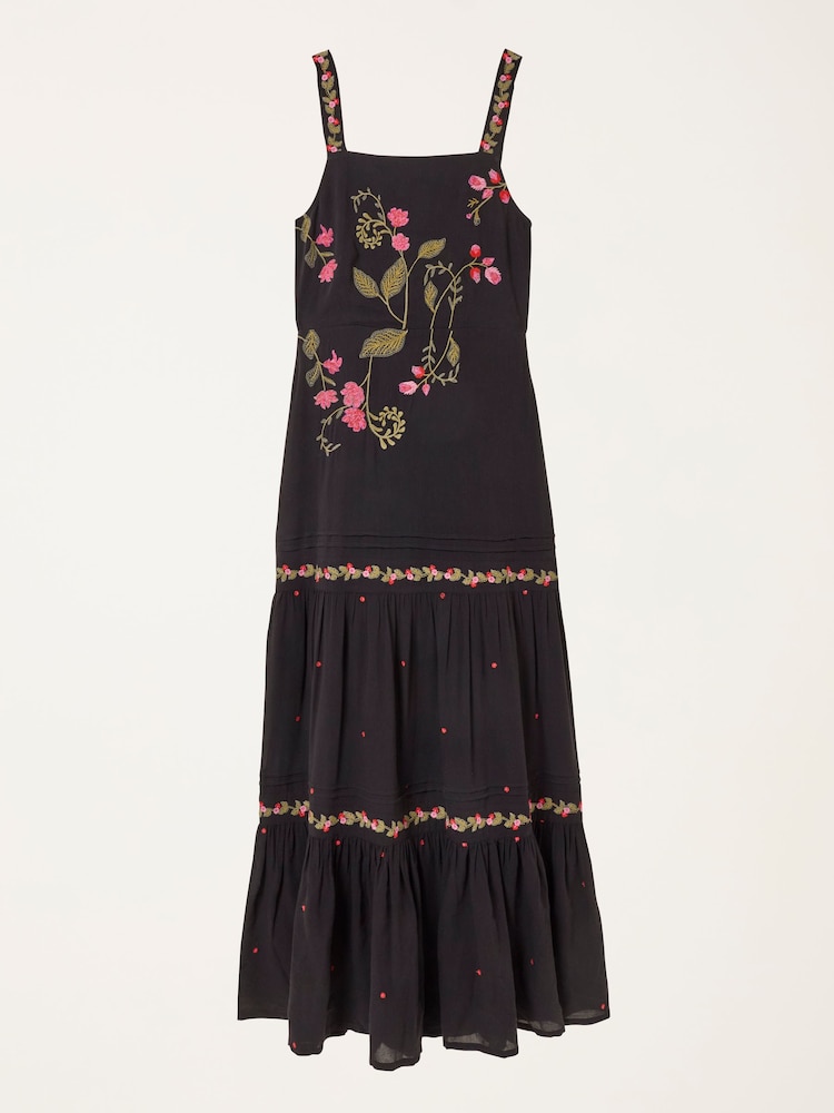 FatFace Gia Black Embroidered Maxi Dress - Image 7 of 7