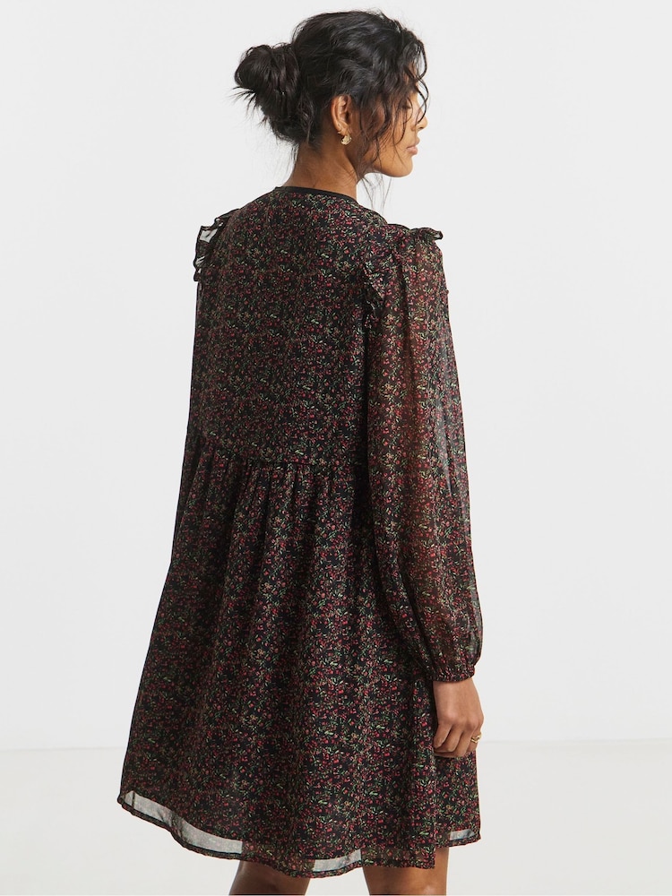 Simply Be Black Bow Detail Skater Dress - Image 2 of 4
