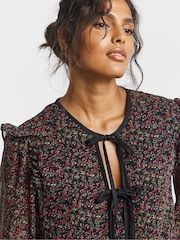 Simply Be Black Bow Detail Skater Dress - Image 4 of 4