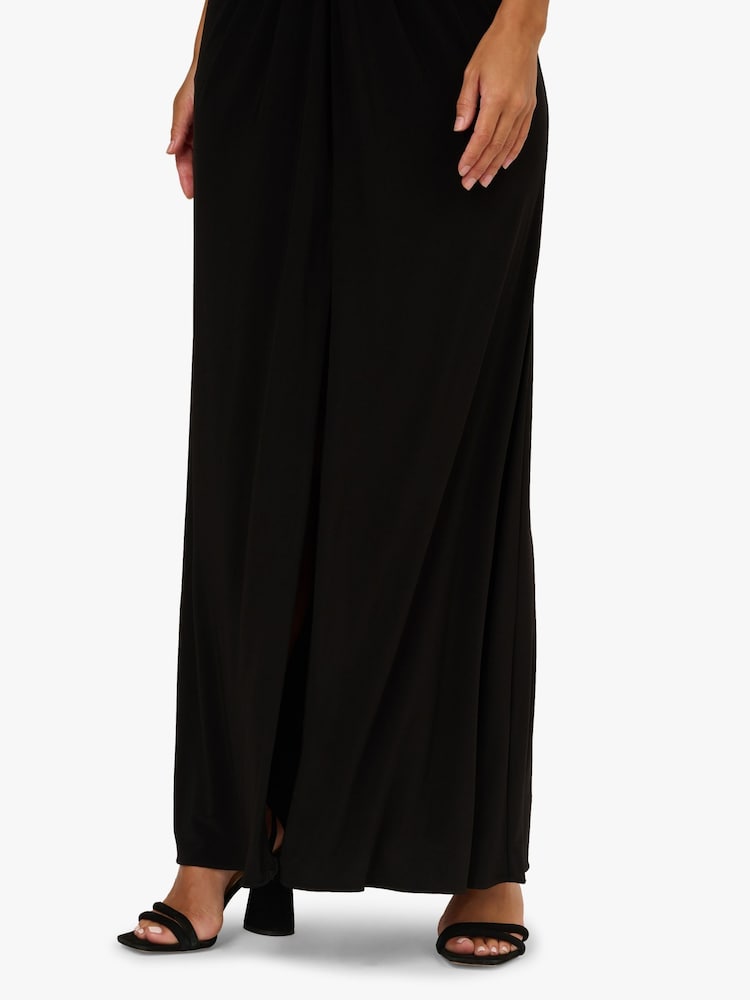 Adrianna Papell Draped Jersey Black Gown - Image 6 of 6