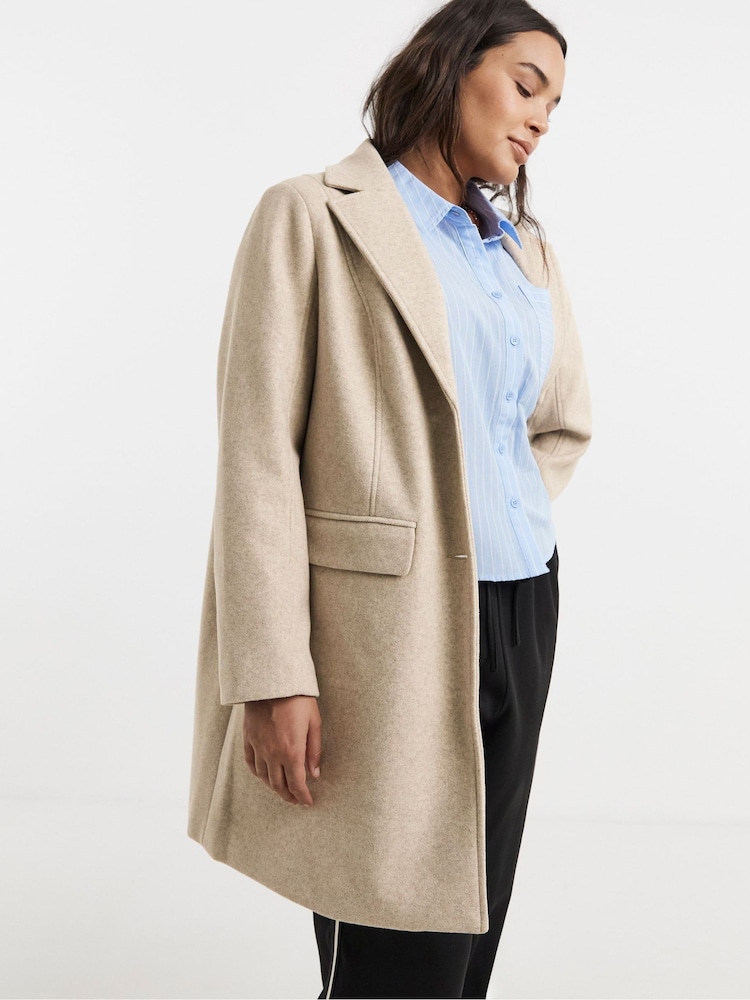 Simply Be Natural Longline Faux Wool Coat - Image 4 of 4 Simply Be Natural Longline Faux Wool Coat - Image 4 of 4