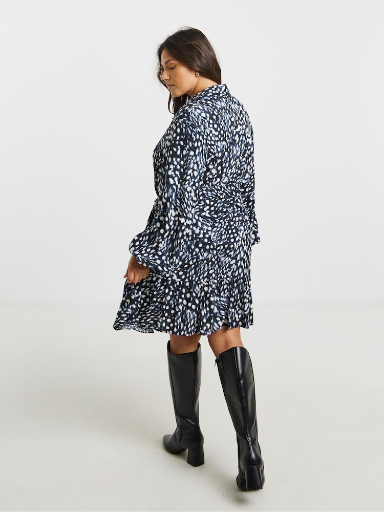 Simply Be Animal Midi Shirt Dress With Tie Detail - Image 2 of 4 Simply Be Animal Midi Shirt Dress With Tie Detail - Image 2 of 4