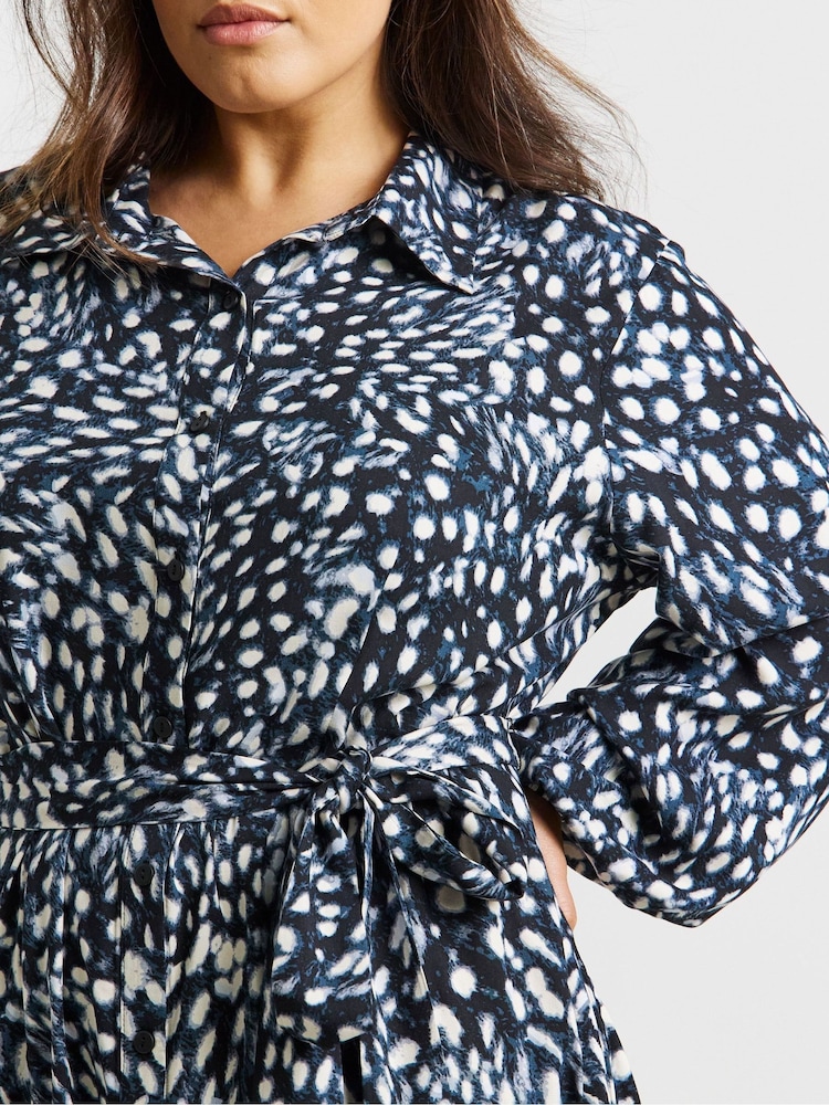 Simply Be Animal Midi Shirt Dress With Tie Detail - Image 4 of 4 Simply Be Animal Midi Shirt Dress With Tie Detail - Image 4 of 4
