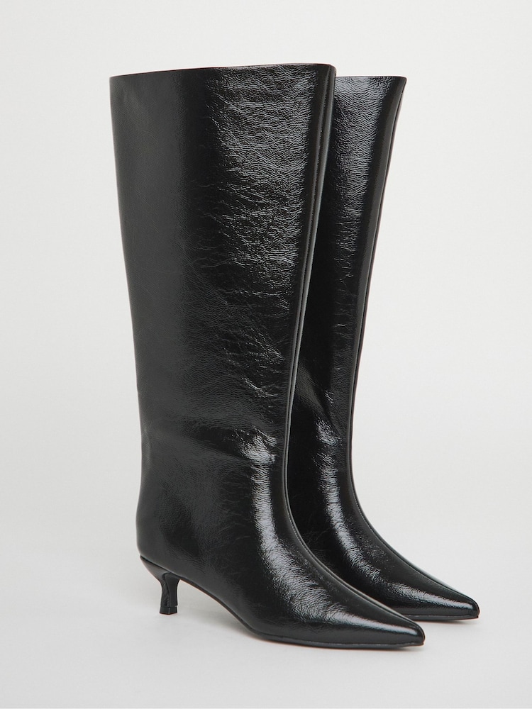 Simply Be Black Extra Wide Fit Kitten Heel Straight Leg Boots - Image 2 of 4 Simply Be Black Extra Wide Fit Kitten Heel Straight Leg Boots - Image 2 of 4