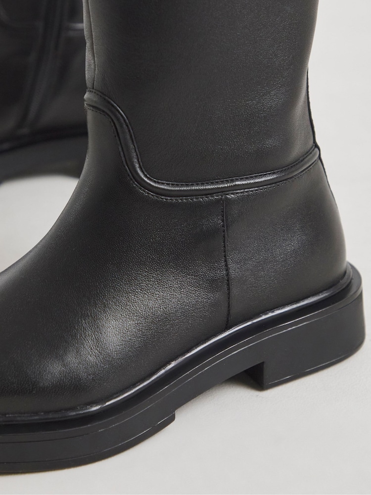Simply Be Black Leather Knee High Riding Boots - Image 4 of 4