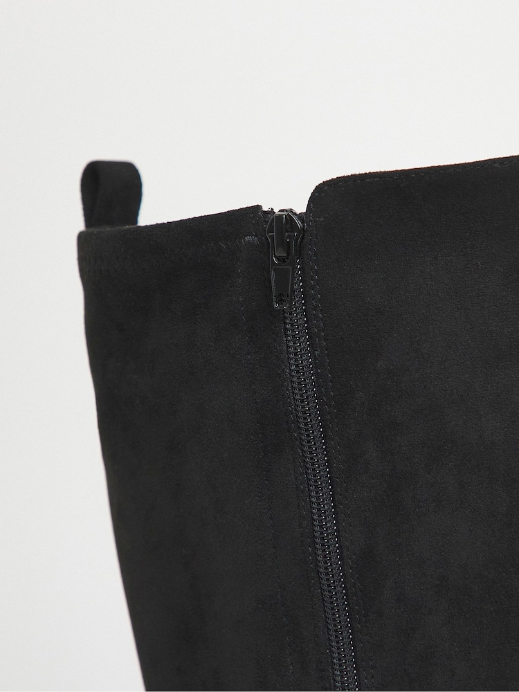 Simply Be Black Extra Wide Fit Stretch Back Panel Knee High Boots - Image 4 of 4