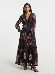 Simply Be Black Lace Detail Ladder Trim Maxi Dress - Image 1 of 4
