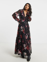 Simply Be Black Lace Detail Ladder Trim Maxi Dress - Image 2 of 4
