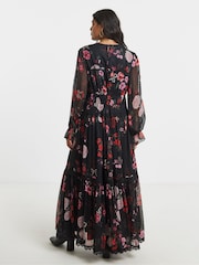 Simply Be Black Lace Detail Ladder Trim Maxi Dress - Image 3 of 4