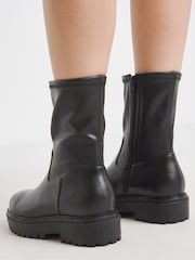 Simply Be Black Extra Wide Fit Chunky Ankle Boots - Image 2 of 4