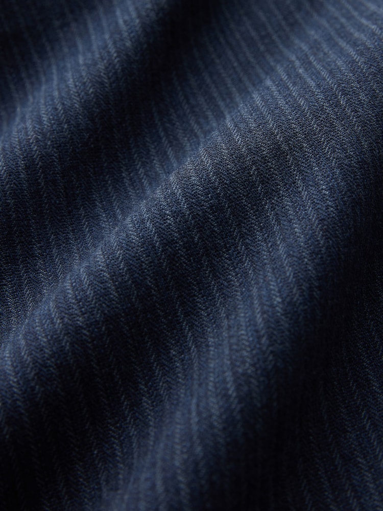 Navy Relaxed Tapered Fit Signature Heritage Cotton Striped Twin Pleat Trousers - Image 11 of 11