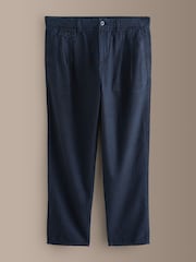 Navy Relaxed Tapered Fit Signature Heritage Cotton Striped Twin Pleat Trousers - Image 8 of 11