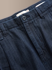 Navy Relaxed Tapered Fit Signature Heritage Cotton Striped Twin Pleat Trousers - Image 9 of 11