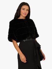 Adrianna Papell Fur Coverup Black Jacket - Imagem 1 de 6