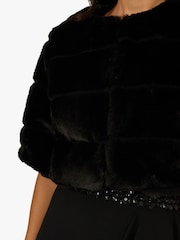 Adrianna Papell Fur Coverup Black Jacket - Imagem 4 de 6