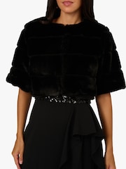 Adrianna Papell Fur Coverup Black Jacket - Imagem 5 de 6