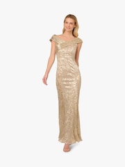Adrianna Papell Gold Foil Leaf Mermaid Gown - Image 1 of 6