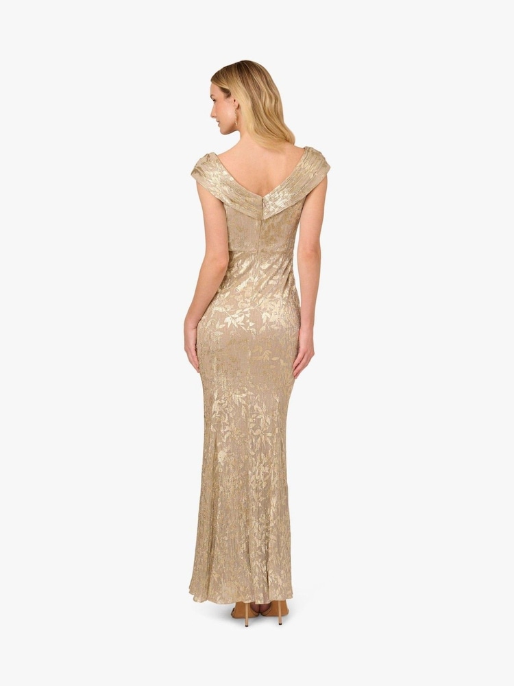 Adrianna Papell Gold Foil Leaf Mermaid Gown - Image 2 of 6