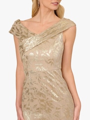 Adrianna Papell Gold Foil Leaf Mermaid Gown - Image 4 of 6