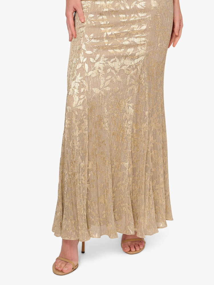 Buy Adrianna Papell Gold Foil Leaf Mermaid Gown from Next USA