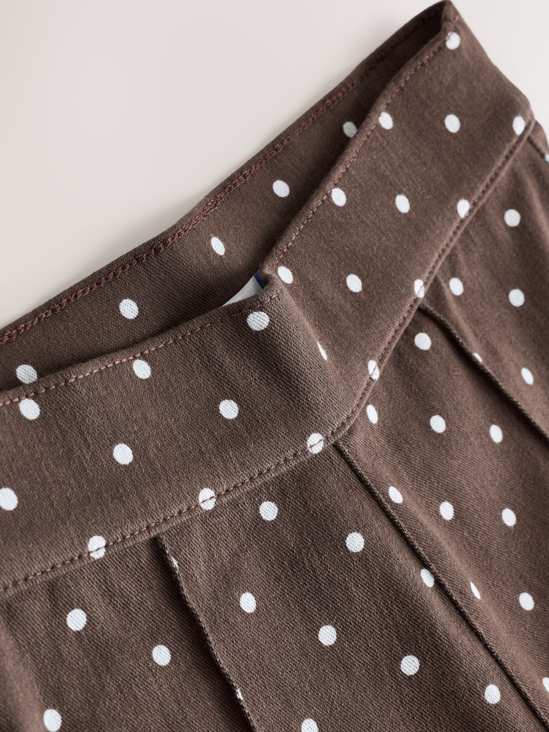 Buy Chocolate Brown Polka Dot Cropped Capri Jersey Denim Jean