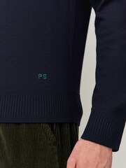 PS Paul Smith Blue Merino Wool Crew Neck Logo Jumper - Image 5 of 6