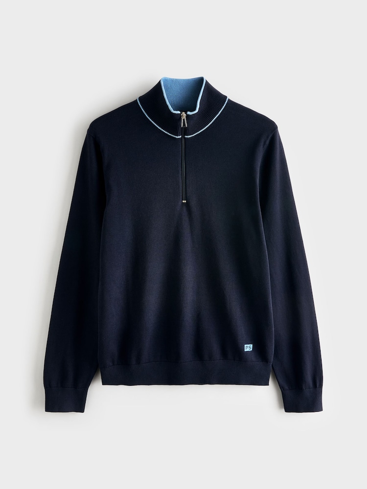 PS Paul Smith Blue Regular-Fit Quarter Zip Jumper - صورة 1 من 1