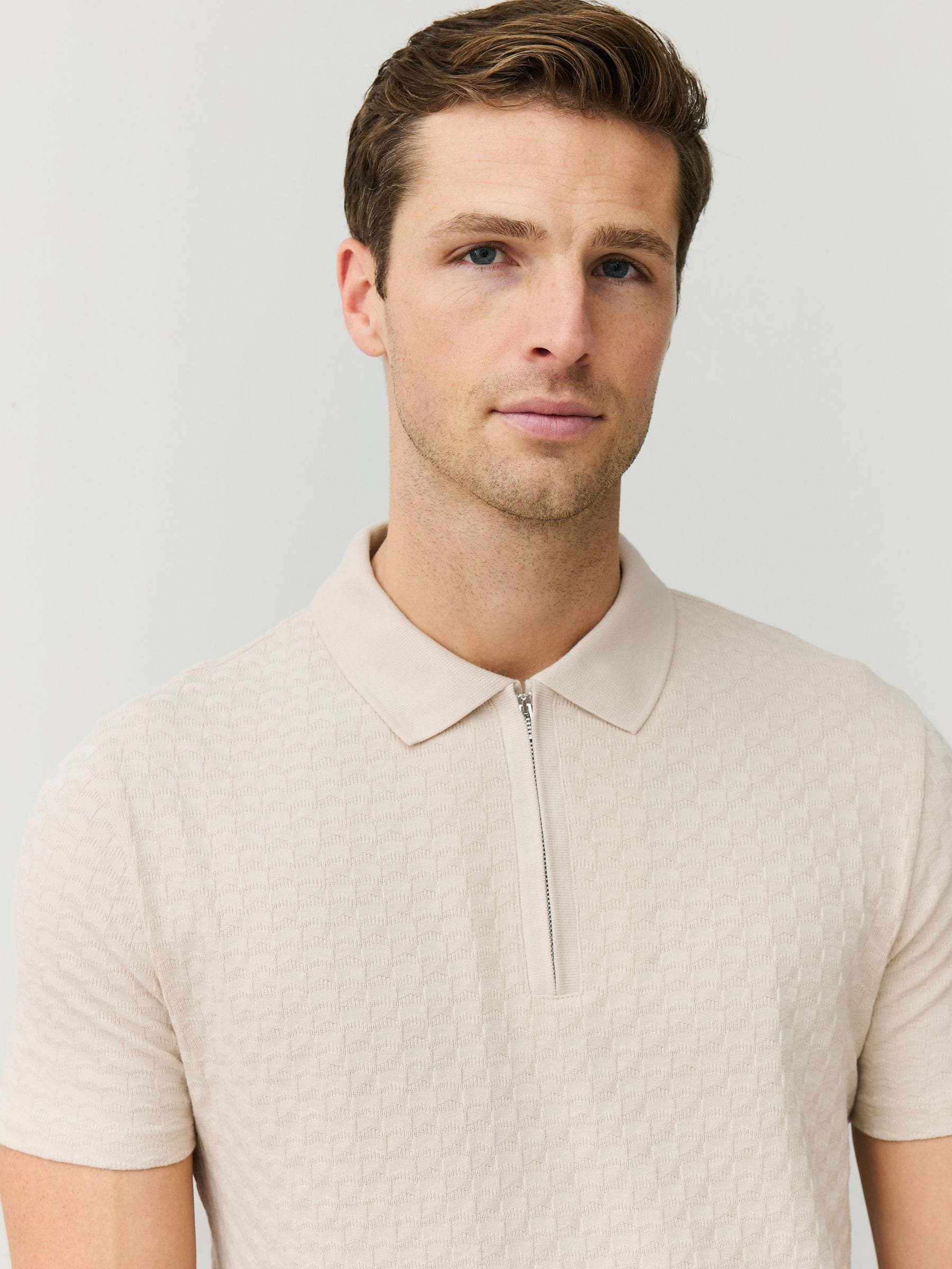 Buy PS Paul Smith Cream Regular-Fit Quarter Zip Polo Shirt from