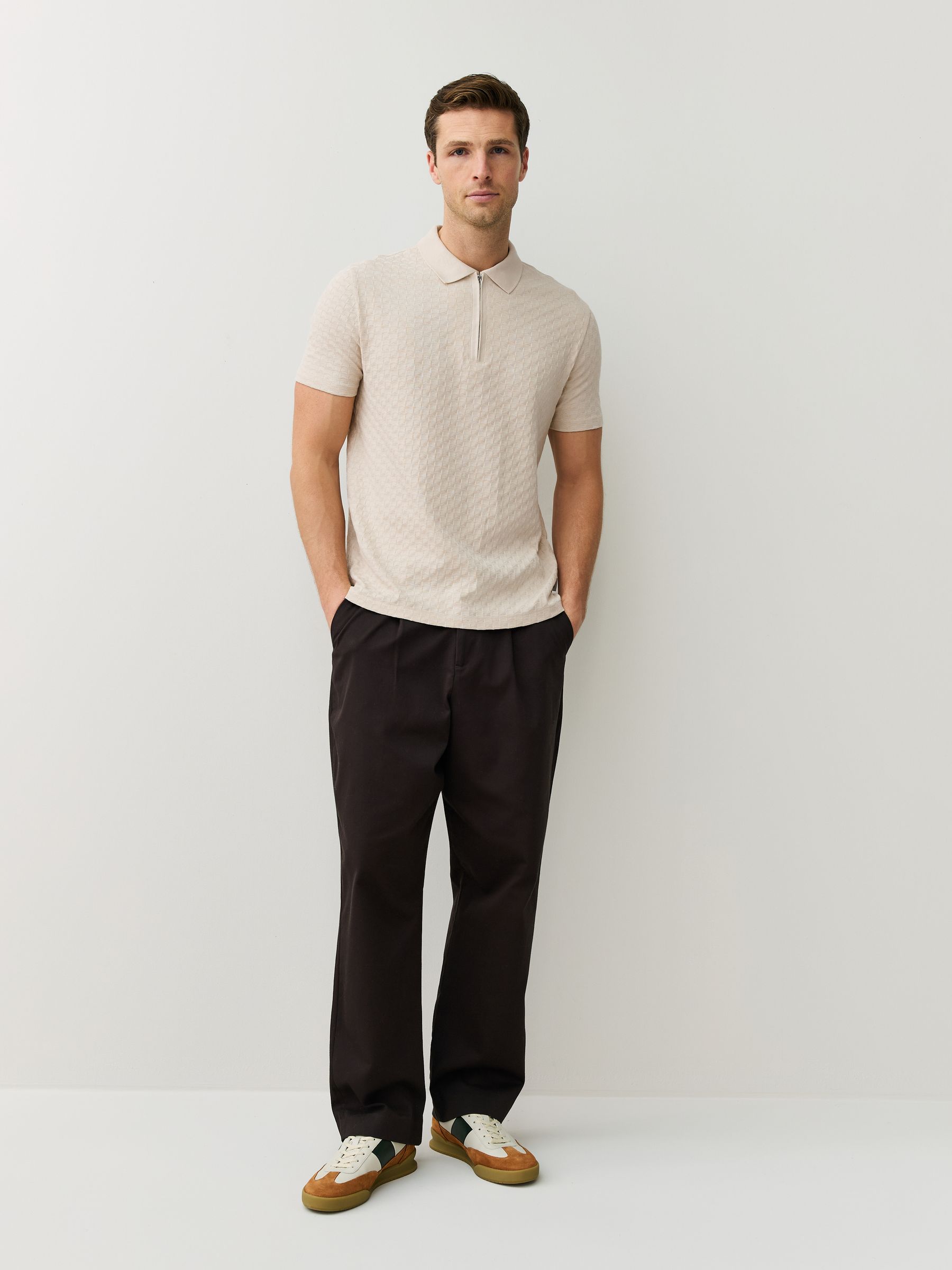 Buy PS Paul Smith Cream Regular-Fit Quarter Zip Polo Shirt from