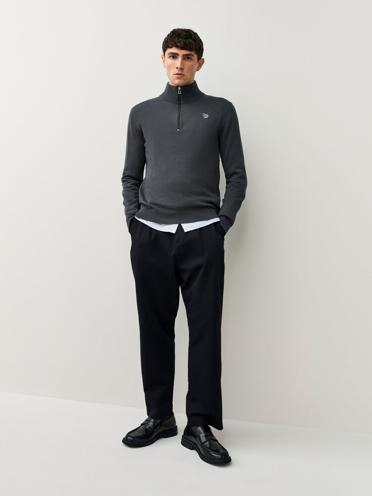 PS Paul Smith Grey Regular-Fit Quarter Zip Jumper - Image 2 of 5