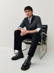 PS Paul Smith Grey Regular-Fit Quarter Zip Jumper - Image 4 of 5