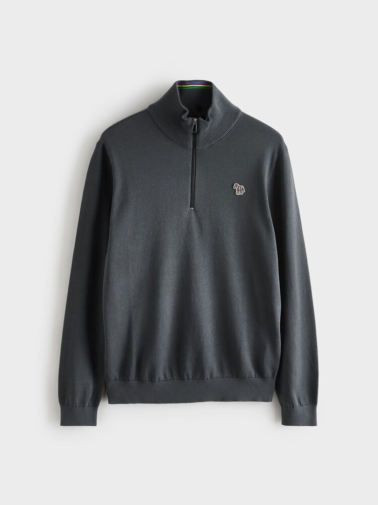 PS Paul Smith Grey Regular-Fit Quarter Zip Jumper - Image 5 of 5
