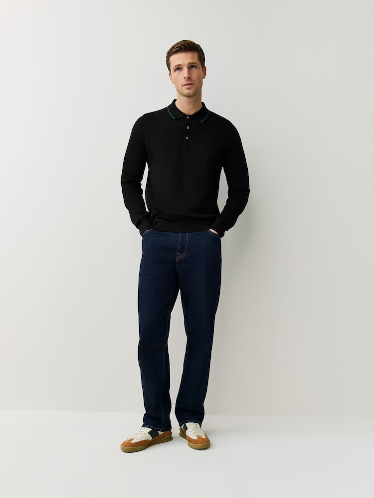 PS Paul Smith Black PS Paul Smith Long Sleeve Knitted Black Polo Shirt - Image 2 of 7 PS Paul Smith Black PS Paul Smith Long Sleeve Knitted Black Polo Shirt - Image 2 of 7