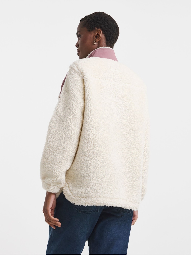 Snowdonia Cream Contrast Funnel Neck Fleece - Image 2 of 4 Snowdonia Cream Contrast Funnel Neck Fleece - Image 2 of 4