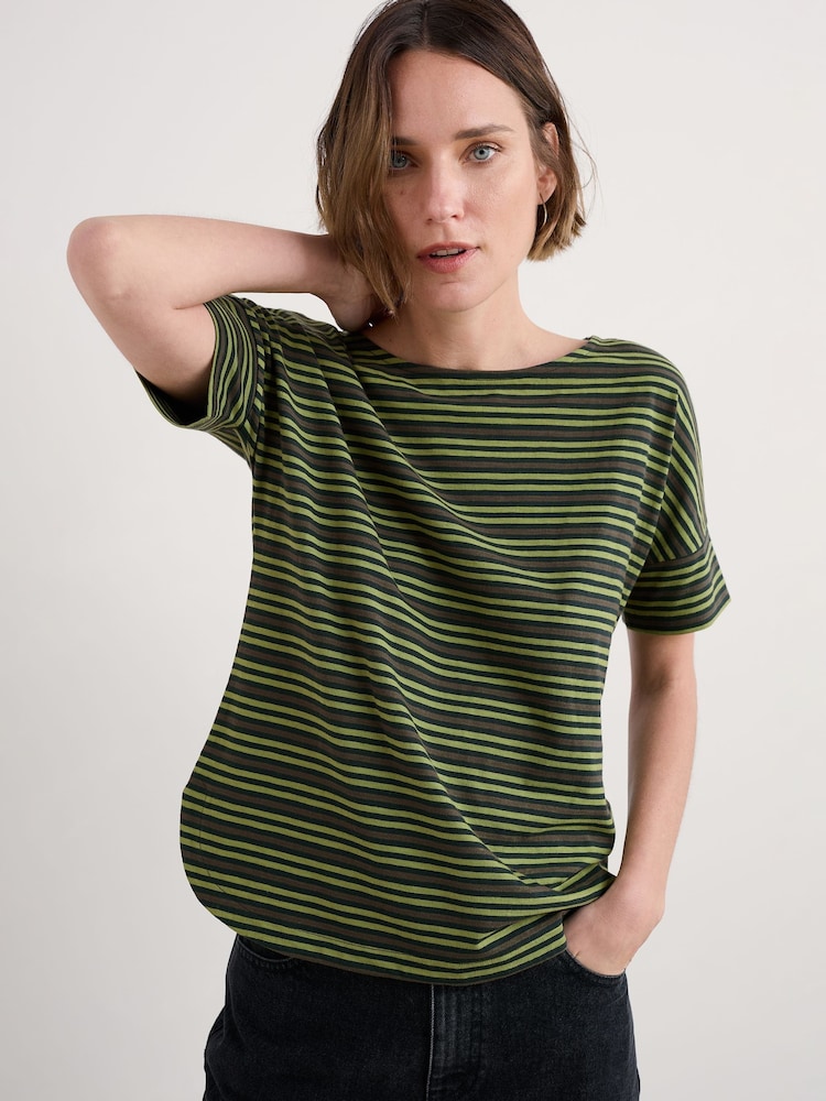 Seasalt Cornwall Green Bryher View T-Shirt in Cotton - Image 1 of 5