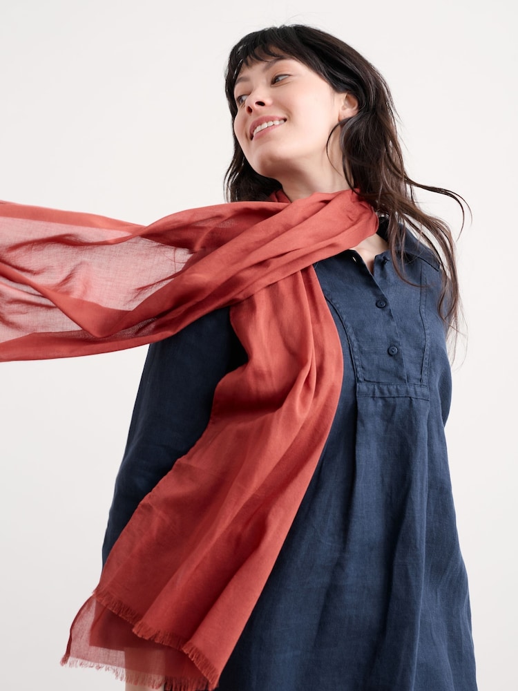 Seasalt Cornwall Orange Vitality Cotton Blend Scarf - Image 1 of 6