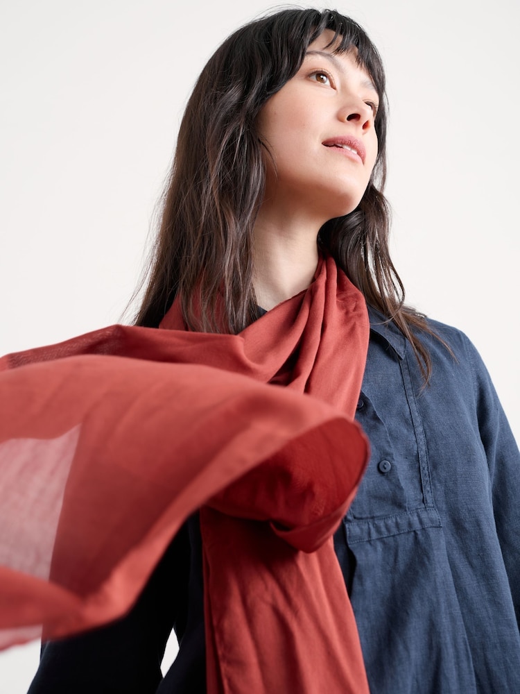 Seasalt Cornwall Orange Vitality Cotton Blend Scarf - Image 2 of 6